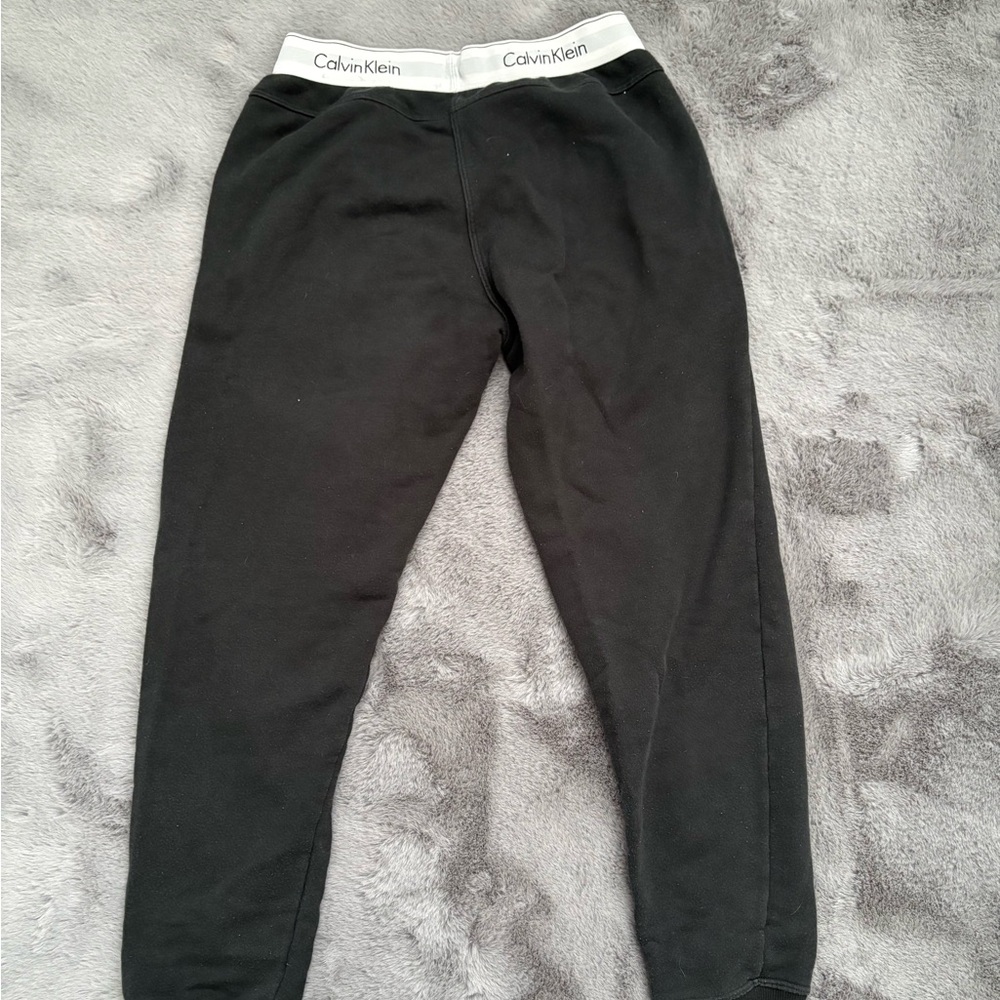 Calvin Klein Kids Black Sweatpants with White Waistband